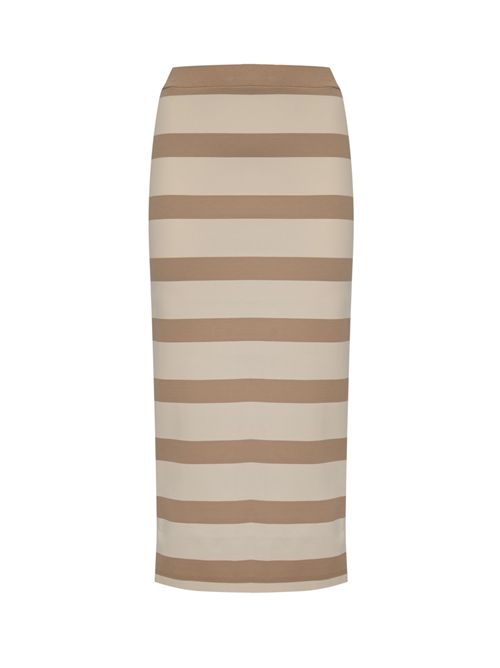Gonna longuette MMLRIVIERA in maglia di viscosa a righe Avorio Beige MM Max Mara | 2616771017600003